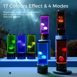 Lampe Meduse Lampe A Lave Aquarium Réservoir Veilleuse Avec Télécommande Et 17 Effets De Lumière Changeants De Couleur, USB Lampe De Bureau Pour Cadeau Noël Anniversaire Et Décoration, Blanche Zhuoxua 9 Lampe Meduse Lampe A Lave Aquarium Réservoir Veilleuse Avec Télécommande Et 17 Effets De Lumière Changeants De Couleur, USB Lampe De Bureau Pour Cadeau Noël Anniversaire Et Décoration, Blanche Zhuoxua -Lemax Decor Magasin 85792580 3