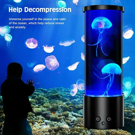 Lampe Meduse Lampe A Lave Aquarium Réservoir Veilleuse Avec Télécommande Et 17 Effets De Lumière Changeants De Couleur, USB Lampe De Bureau Pour Cadeau Noël Anniversaire Et Décoration, Blanche Zhuoxua 6 Lampe Meduse Lampe A Lave Aquarium Réservoir Veilleuse Avec Télécommande Et 17 Effets De Lumière Changeants De Couleur, USB Lampe De Bureau Pour Cadeau Noël Anniversaire Et Décoration, Blanche Zhuoxua – Image 4