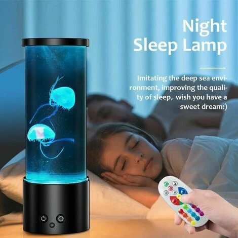 Lampe Meduse Lampe A Lave Aquarium Réservoir Veilleuse Avec Télécommande Et 17 Effets De Lumière Changeants De Couleur, USB Lampe De Bureau Pour Cadeau Noël Anniversaire Et Décoration, Blanche Zhuoxua 7 Lampe Meduse Lampe A Lave Aquarium Réservoir Veilleuse Avec Télécommande Et 17 Effets De Lumière Changeants De Couleur, USB Lampe De Bureau Pour Cadeau Noël Anniversaire Et Décoration, Blanche Zhuoxua – Image 5
