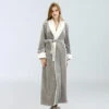 Peignoir Polaire Femme, Robe De Chambre Peignoir à Doux Avec Poches Hiver Cadeau De Noël L Gris WHWY -Lemax Decor Magasin 85924012 1