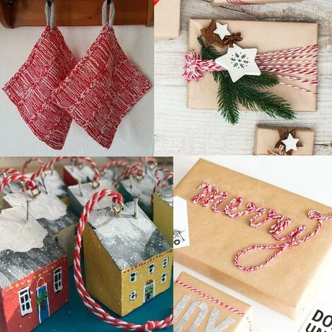 100M Ficelle Rouge Et Blanche Corde De Noël Rouge Ficelle De Noël Rouge Ficelle De Coton Durable Pour La Cuisson, Les Bouchers, Les Bricolages, L'emballage De Cadeaux De Noël HA 5 100M Ficelle Rouge Et Blanche Corde De Noël Rouge Ficelle De Noël Rouge Ficelle De Coton Durable Pour La Cuisson, Les Bouchers, Les Bricolages, L'emballage De Cadeaux De Noël HA – Image 3