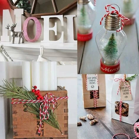 100M Ficelle Rouge Et Blanche Corde De Noël Rouge Ficelle De Noël Rouge Ficelle De Coton Durable Pour La Cuisson, Les Bouchers, Les Bricolages, L'emballage De Cadeaux De Noël HA 6 100M Ficelle Rouge Et Blanche Corde De Noël Rouge Ficelle De Noël Rouge Ficelle De Coton Durable Pour La Cuisson, Les Bouchers, Les Bricolages, L'emballage De Cadeaux De Noël HA – Image 4