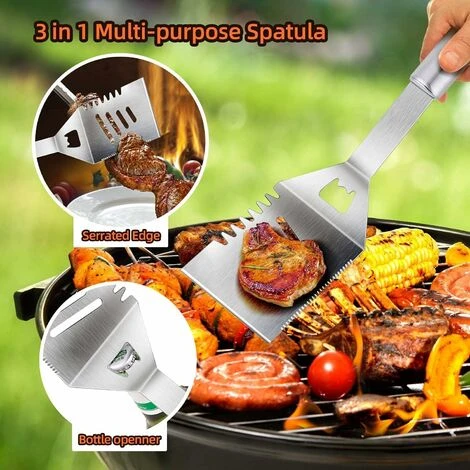 Jeu D'accessoires Pour Barbecue,6 Pièces,avec Sac Portable 2 En 1 Et Tablier De Rangement, Set D'ustensiles De Grille De 18 Pouces, Le Pour La Fête Des Pères, L'anniversaire, Noël 6 Jeu D'accessoires Pour Barbecue,6 Pièces,avec Sac Portable 2 En 1 Et Tablier De Rangement, Set D'ustensiles De Grille De 18 Pouces, Le Pour La Fête Des Pères, L'anniversaire, Noël – Image 4