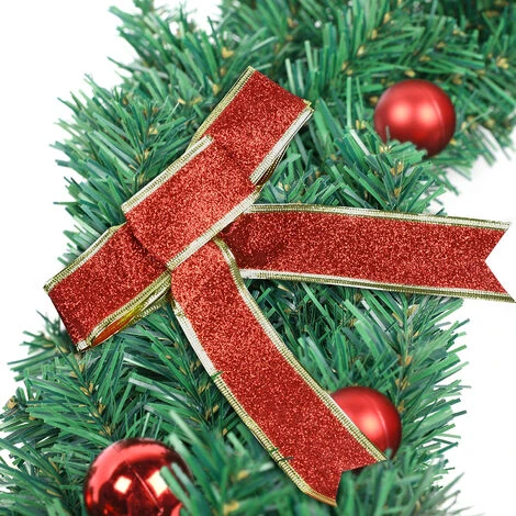 AUFUN Couronne De Noël Artificielle Avec Fleur De Boules Rouges Bowknot, Accessoires De Noël (φ50cm) 6 AUFUN Couronne De Noël Artificielle Avec Fleur De Boules Rouges Bowknot, Accessoires De Noël (φ50cm) – Image 4
