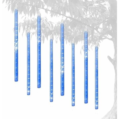 Météore Pluie Guirlandes Lumineuse, 8 Tubes 30CM 192 LED Eclairage Météore Douche Lumière Etanche LED Pour Mariage Maison Arbre Jardin De Noël Parti (Bleu) 4 Météore Pluie Guirlandes Lumineuse, 8 Tubes 30CM 192 LED Eclairage Météore Douche Lumière Etanche LED Pour Mariage Maison Arbre Jardin De Noël Parti (Bleu) – Image 2