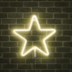 Enseigne Au Néon Décoration Murale Néons Pour Chambre à Coucher Applique Murale à Piles Et Enseigne LED à Commande USB Pour Cadeaux Pour Enfants Maison, Fête, Noël (Étoile Blanc Chaud) CHAM