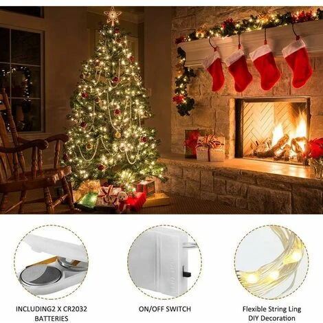 Guirlande Lumineuse LED 3m 30 LEDs à Piles Fil De Cuivre Imperméable Guirlande Lumineuse Pour Fête De Mariage Noël DIY Décoration Intérieure Extérieure, Blanc Chaud, Lot De 8 4 Guirlande Lumineuse LED 3m 30 LEDs à Piles Fil De Cuivre Imperméable Guirlande Lumineuse Pour Fête De Mariage Noël DIY Décoration Intérieure Extérieure, Blanc Chaud, Lot De 8 – Image 2