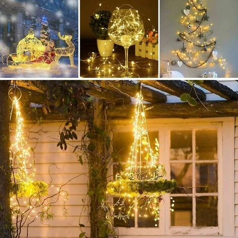 Guirlande Lumineuse LED 3m 30 LEDs à Piles Fil De Cuivre Imperméable Guirlande Lumineuse Pour Fête De Mariage Noël DIY Décoration Intérieure Extérieure, Blanc Chaud, Lot De 8 6 Guirlande Lumineuse LED 3m 30 LEDs à Piles Fil De Cuivre Imperméable Guirlande Lumineuse Pour Fête De Mariage Noël DIY Décoration Intérieure Extérieure, Blanc Chaud, Lot De 8 – Image 4