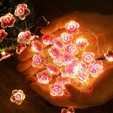 Guirlande Lumineuse Avec 40 LED 4M En Forme De Fleur De Cerisier Rose, USB Et à Piles, Pour Noël, Chambre De Fille, Chambre à Coucher, Intérieur, Extérieur, Mariage, Saint-Valentin 7 Guirlande Lumineuse Avec 40 LED 4M En Forme De Fleur De Cerisier Rose, USB Et à Piles, Pour Noël, Chambre De Fille, Chambre à Coucher, Intérieur, Extérieur, Mariage, Saint-Valentin – Image 5