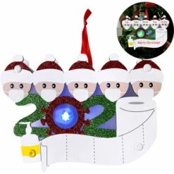 Ornement De Nom D'arbre De Noël Avec Lumière Clignotante Ornement De Noël Personnalisé 1-7 Membres De La Famille Nom Décorations De Noël (Multicolore-Famille De 5)