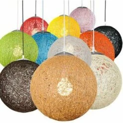 LITZEE Guirlande Lumineuse De Noël Suspension Sisal Abat-jour Boule Ronde Lustre Rotin,Diamètre (Rose Rouge, 23cm) -Lemax Decor Magasin 90785810 4