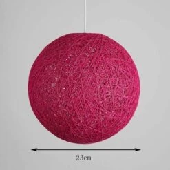 LITZEE Guirlande Lumineuse De Noël Suspension Sisal Abat-jour Boule Ronde Lustre Rotin,Diamètre (Rose Rouge, 23cm) -Lemax Decor Magasin 90785810 5