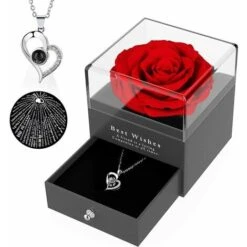 Rose Eternelle Idées Cadeaux Noël Fête Des Mères, Cadeau Anniversaire Saint Valentin Mariage Pour Femme Maman, Anniversaire Cadeaux Romantiques Pour Elle ,Cadeau Femme (Rose Rouge)