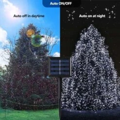 FlkwoH Guirlande Solaire Extérieure, BrizLabs 20M 200 LED Guirlande Lumineuse Noël Solaire Étanche 8 Modes Décoratives Pour Jardin Patio Arbres Clôture Maison Fête Mariage (Blanc Froid) -Lemax Decor Magasin 92334052 3