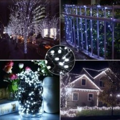 FlkwoH Guirlande Solaire Extérieure, BrizLabs 20M 200 LED Guirlande Lumineuse Noël Solaire Étanche 8 Modes Décoratives Pour Jardin Patio Arbres Clôture Maison Fête Mariage (Blanc Froid) -Lemax Decor Magasin 92334052 4