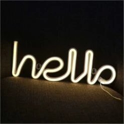 LED Hello Neon Word Sign Neon Letters Light Art Lumières Décoratives, Enseignes De Chapiteau / Décoration Murale Pour Noël, Fête D'anniversaire, Chambre D'enfants, Salon,(blanc Chaud Hello) -Lemax Decor Magasin 94653167 5