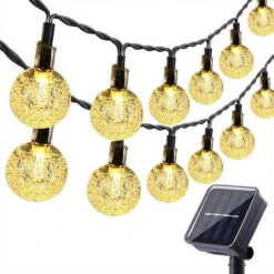 Guirlande Lumineuse Solaire D'extérieur 30 LED En Cristal Blanc Chaud Pour Extérieur, 8 Modes IP65 étanche Pour Jardin, Arbre, Terrasse, Noël, Mariage, Fête