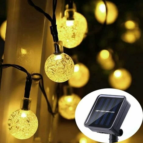 Guirlande Lumineuse Solaire D'extérieur 30 LED En Cristal Blanc Chaud Pour Extérieur, 8 Modes IP65 étanche Pour Jardin, Arbre, Terrasse, Noël, Mariage, Fête 4 Guirlande Lumineuse Solaire D'extérieur 30 LED En Cristal Blanc Chaud Pour Extérieur, 8 Modes IP65 étanche Pour Jardin, Arbre, Terrasse, Noël, Mariage, Fête – Image 2