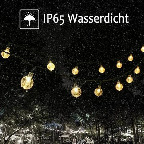 Guirlande Lumineuse Solaire D'extérieur 30 LED En Cristal Blanc Chaud Pour Extérieur, 8 Modes IP65 étanche Pour Jardin, Arbre, Terrasse, Noël, Mariage, Fête 5 Guirlande Lumineuse Solaire D'extérieur 30 LED En Cristal Blanc Chaud Pour Extérieur, 8 Modes IP65 étanche Pour Jardin, Arbre, Terrasse, Noël, Mariage, Fête – Image 3