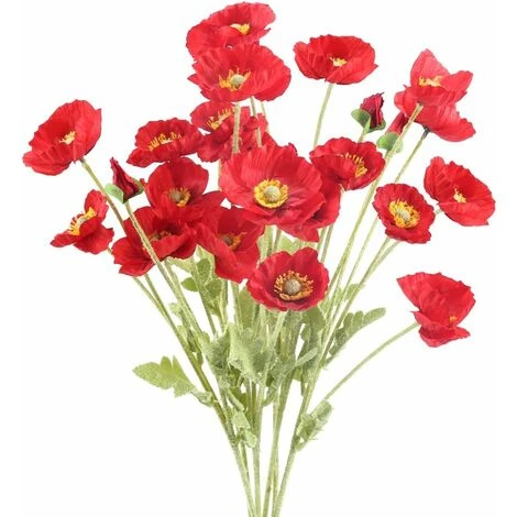 6PCS Fleur Artificielle Rouge Coquelicot Bouquet Fleur Artificielle En Soie Pour Déco Fête De Noël Vase Maison Table Hiver-60cm 3 6PCS Fleur Artificielle Rouge Coquelicot Bouquet Fleur Artificielle En Soie Pour Déco Fête De Noël Vase Maison Table Hiver-60cm