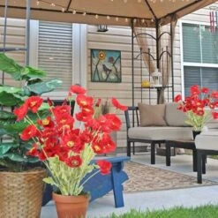 6PCS Fleur Artificielle Rouge Coquelicot Bouquet Fleur Artificielle En Soie Pour Déco Fête De Noël Vase Maison Table Hiver-60cm 9 6PCS Fleur Artificielle Rouge Coquelicot Bouquet Fleur Artificielle En Soie Pour Déco Fête De Noël Vase Maison Table Hiver-60cm -Lemax Decor Magasin 95284907 3