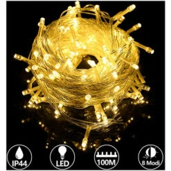 100m 500 LED Guirlande Lumineuse Étanche Éclairage Noël Lumières Rideau Lumières, Blanc Chaud