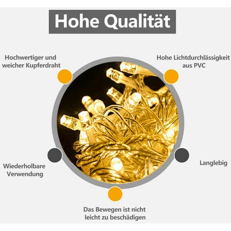 100m 500 LED Guirlande Lumineuse Étanche Éclairage Noël Lumières Rideau Lumières, Blanc Chaud 6 100m 500 LED Guirlande Lumineuse Étanche Éclairage Noël Lumières Rideau Lumières, Blanc Chaud – Image 4