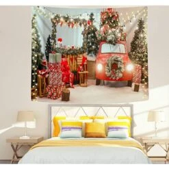 Tapisserie De Noël Toile De Fond De Noël Fond Revêtement Mural Tapisseries Pour Fête Salon Chambre Dortoir Décor À La Maison (200 150cm) -Lemax Decor Magasin 96098291 3
