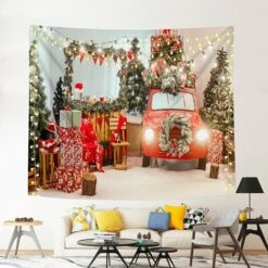 Tapisserie De Noël Toile De Fond De Noël Fond Revêtement Mural Tapisseries Pour Fête Salon Chambre Dortoir Décor À La Maison (200 150cm) -Lemax Decor Magasin 96098291 4