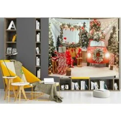 Tapisserie De Noël Toile De Fond De Noël Fond Revêtement Mural Tapisseries Pour Fête Salon Chambre Dortoir Décor À La Maison (200 150cm) -Lemax Decor Magasin 96098291 5
