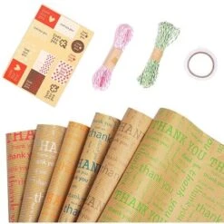 6 Feuilles De Papier D'Emballage, Pour Le Jour De Thanksgiving, FêTe D'Anniversaire De NoëL, Ensemble De Papier D'Emballage, Papiers D'Emballage