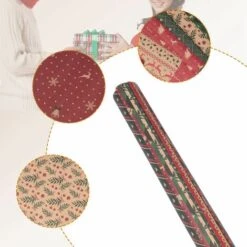 Feuilles De Papier D'Emballage, Pour Le Papier D'Emballage De FêTe D'Anniversaire De NoëL, Lot De 8 Papiers D'Emballage , Papier D'Emballage -Lemax Decor Magasin 96125145 5