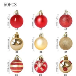 Boule De Noël Lot Déco Noël - Kit 50 Pièces Pour Décoration Sapin : Guirlandes, Boules Et Cimier - Thème Couleur : OR Et ROUGE 11 Boule De Noël Lot Déco Noël - Kit 50 Pièces Pour Décoration Sapin : Guirlandes, Boules Et Cimier - Thème Couleur : OR Et ROUGE -Lemax Decor Magasin 96338841 5
