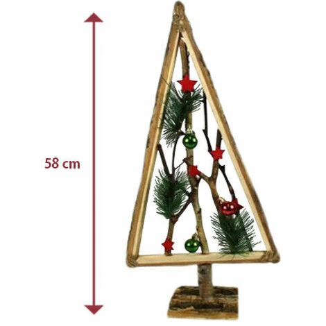 ARBRE DE NOËL EN BOIS AVEC BRINDILLES ET BOULES ROUGE 58CM DÉCORATIONS DE NOËL 6 ARBRE DE NOËL EN BOIS AVEC BRINDILLES ET BOULES ROUGE 58CM DÉCORATIONS DE NOËL – Image 4
