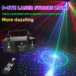 Télécommande 9-EYE RGB DMX Scan Projecteur Laser Lampe LED Strobe Stage DJ Party Lights Light-Wireless Party Lights Mariage Noël -Lemax Decor Magasin 96931693 3