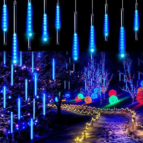 Lumières De Pluie Tombantes Meteor Shower Lights Lumières De Noël 30 Cm 8 Tubes 144 LED 4 Lumières De Pluie Tombantes Meteor Shower Lights Lumières De Noël 30 Cm 8 Tubes 144 LED – Image 2