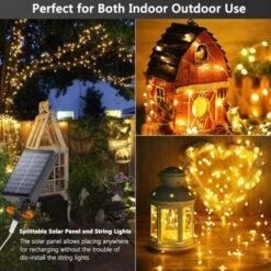 FlkwoH Guirlande Lumineuse Solaire Extérieure, BrizLabs 20M 200 LED Guirlande Guinguette Exterieur 3 Fois Plus Gros Perles Étanche 8 Modes Fil De Cuivre Décoration Lumière Pour Jardin Fête Noël, Blanc -Lemax Decor Magasin 98236987 4