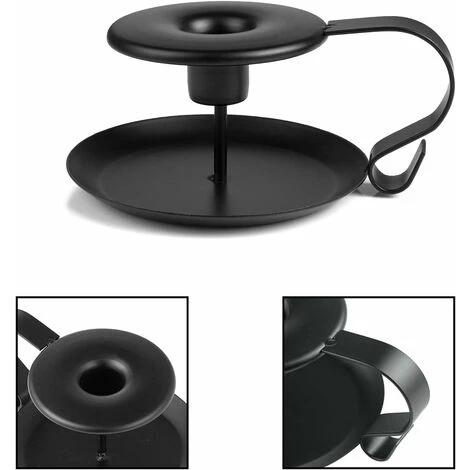 2 Pièces Bougeoirs Détenteur, Bougeoir Long Avec Poignée Et Plateau, Pour Saint Valentin De Noël Halloween Mariage Cérémonie Anniversaire, Noir 4 2 Pièces Bougeoirs Détenteur, Bougeoir Long Avec Poignée Et Plateau, Pour Saint Valentin De Noël Halloween Mariage Cérémonie Anniversaire, Noir – Image 2