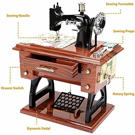 Boîte à Musique Vintage Mini Machine à Coudre Style Boîte à Musique Mécanique Cadeau Pour Anniversaire Noël Saint Valentin Décoration De La Maison Artisanat 5 Boîte à Musique Vintage Mini Machine à Coudre Style Boîte à Musique Mécanique Cadeau Pour Anniversaire Noël Saint Valentin Décoration De La Maison Artisanat – Image 3