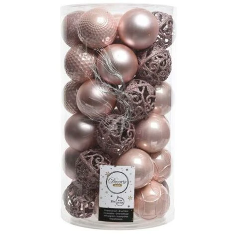 Lot De 37 Boules De Noël (D60 Mm) Alpine Mix Rose Poudré 3 Lot De 37 Boules De Noël (D60 Mm) Alpine Mix Rose Poudré