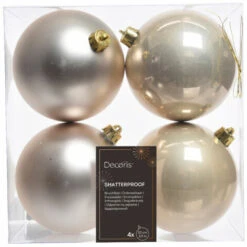 Lot De 4 Boules De Noël (D100 Mm) Alpine Perle