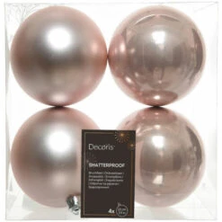 Lot De 4 Boules De Noël (D100 Mm) Alpine Rose Poudré