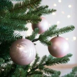 Lot De 4 Boules De Noël (D100 Mm) Alpine Rose Poudré -Lemax Decor Magasin 98863421 3